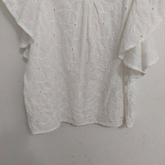 Maeve Women’s Lace Blouse Top White Off The Shoulder Ruffle Sleeve Tank Size S - Picture 9 of 9